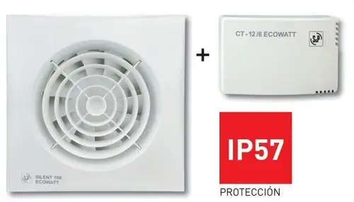 Súprava kúpeľňového ventilátora SILENT-100 CZ + CT-12/6 UNIT RE s referenciou 5210614500 od značky SOLER & PALAU