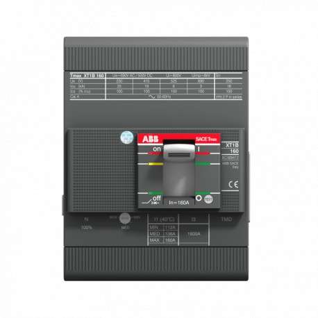 Automatický istič v lisovanom puzdre ABB Tmax XT1C 160 TMD 125A 4P pevný s referenciou 1SDA067409R1 od značky ABB