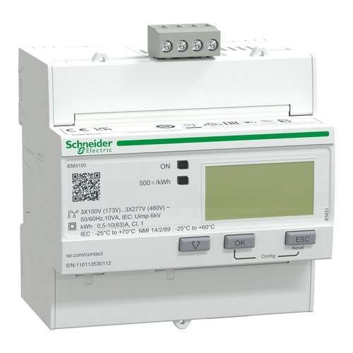 Trojfázový merač energie iem3150 63 A trieda 1 modbus s referenciou A9MEM3150 od značky SCHNEIDER ELECTRIC