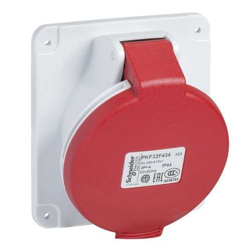 Zásuvka zapustená naklonená 32A 3P+N+TT 380-415V IP44 s referenciou PKF32F435 od značky SCHNEIDER ELECTRIC