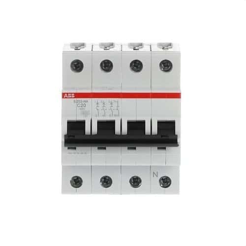 Istič S203-C20NA 3P+N 20A Krivka C 10kA s referenciou 2CDS253103R0204 od značky ABB