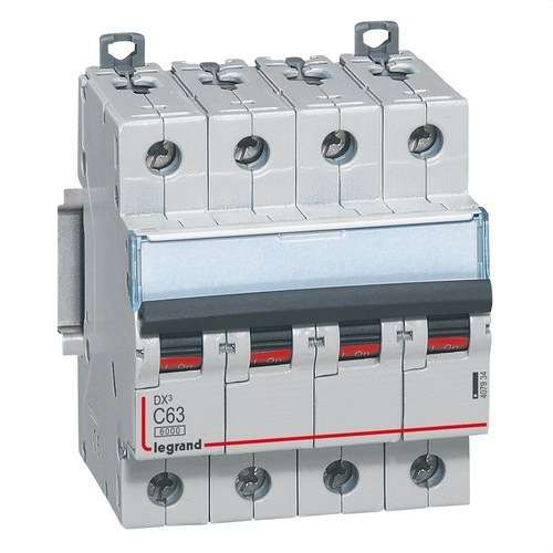 Magnetotermický DX3 4P 63A Krivka C 6/10kA s referenciou 407934 od značky LEGRAND