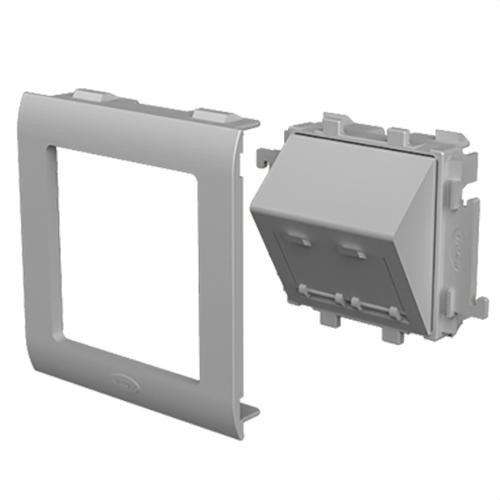 Sklonjena plošča 2 RJ45 aluminijaste barve 80mm U24X s referenciou 93754-03 od značky UNEX