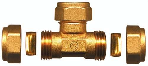 Mosadzná T-spojka 12x12x12mm s referenciou TAP07222 od značky ATUSA