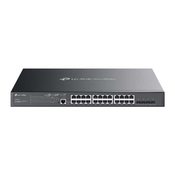 Omada L2+ prepínač s 24 gigabitovými portami a 4 SFP, s 24 PoE+ s referenciou TL-SG3428 od značky TP-LINK