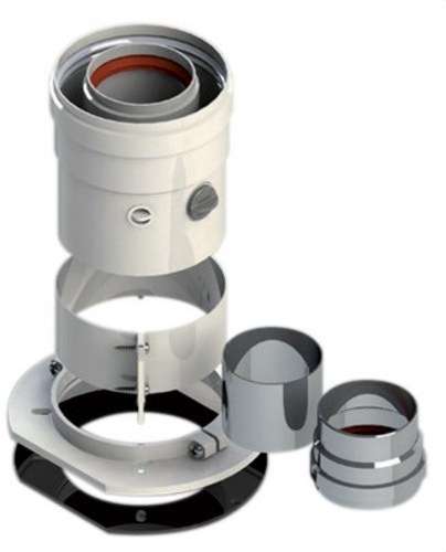 Vertikálny koaxiálny výstup multikompatibilný 60/100mm biely hliník s referenciou 610CVMULTIP1 od značky FIG