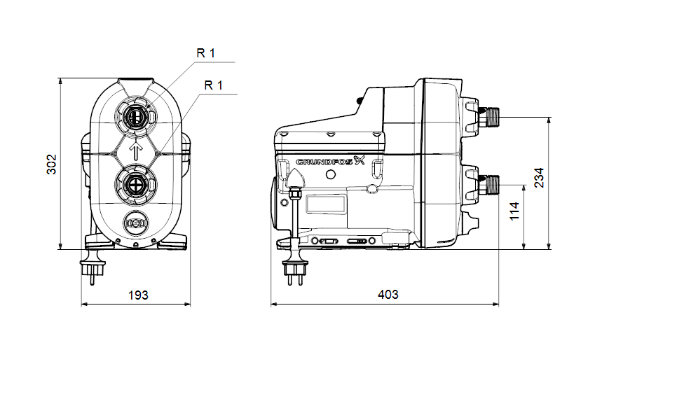 Samonasávacie tlakové zariadenie SCALA2 3-45 (Nový model) s referenciou 93013252 od značky GRUNDFOS