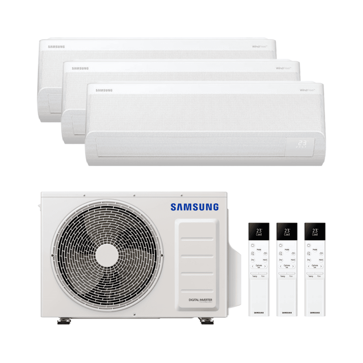 Klimatska naprava 3x1 z WiFi Samsung WindFree Comfort S2 2,5 kW (2) + 3,5 kW s referenciou KITSAMWINDFREE09+09+12 od značky SAMSUNG