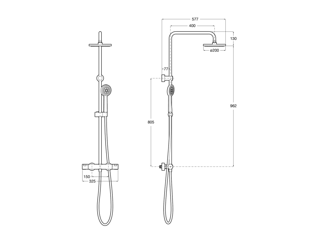 Matte Black Thermostatic Shower Column Roca T-Basic with reference A5A9F18NB0 from the brand ROCA