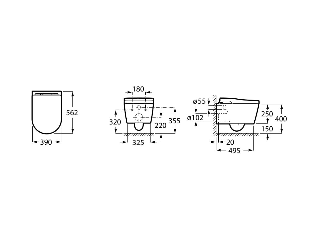 Inteligentná toaleta In-Wash® Inspira závesná Roca Rimless s referenciou A803060001 od značky ROCA