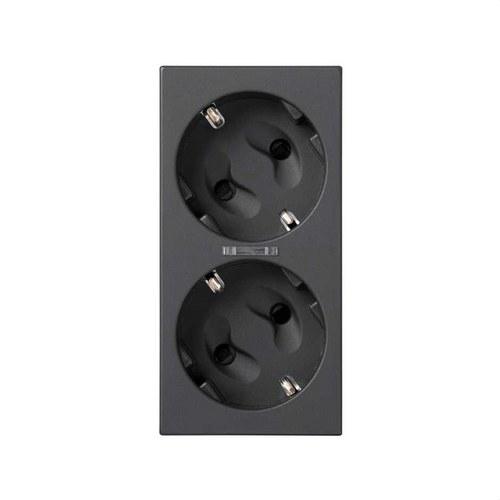 Double Schuko Socket with Safety Device, LED and Screw Terminal Grey Simon 500 Cima with reference 50010472-038 from the brand SIMON
