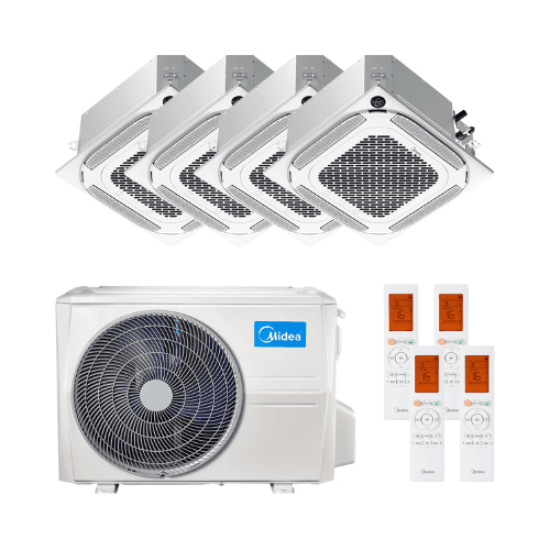 Kazetová klimatizácia 4v1 Midea Breezeless 360º 2,5 kW (2) + 3,5 kW (2) s referenciou MCA4U-09NX(2)-12NX(2)M4O-36N8 od značky MIDEA