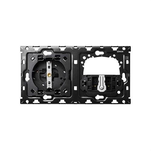 Back kit for 2 elements with 1 Schuko socket base and 1 push switch Simon 100 with reference 10010203-039 from the brand SIMON